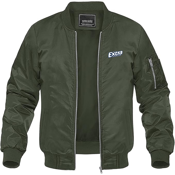 Men's Extra Gum Logo Lightweight Bomber Jacket Windbreaker Softshell Varsity Jacket Coat