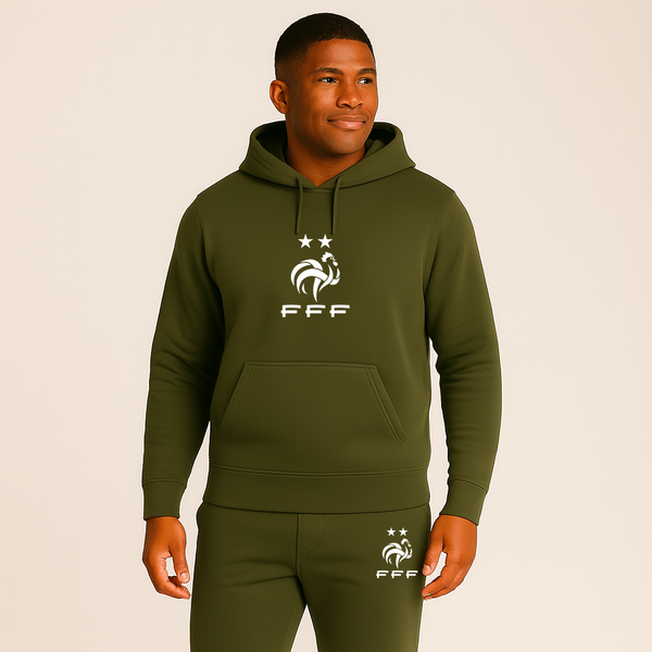 Men's France Soccer Logo Hoodie Joggers Set