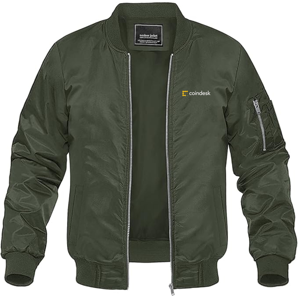 Men's CoinDesk Logo Lightweight Bomber Jacket Windbreaker Softshell Varsity Jacket Coat