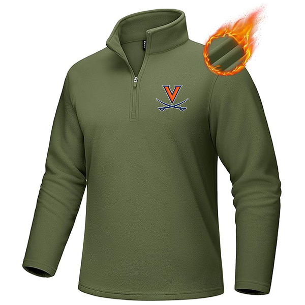 Men's Virginia Cavaliers  MAGCOMSEN Men_s Quarter-Zip Pullover Polar Fleece Sweatshirt Stand Collar Long Sleeve Shirt for Men Thermal Winter Fall