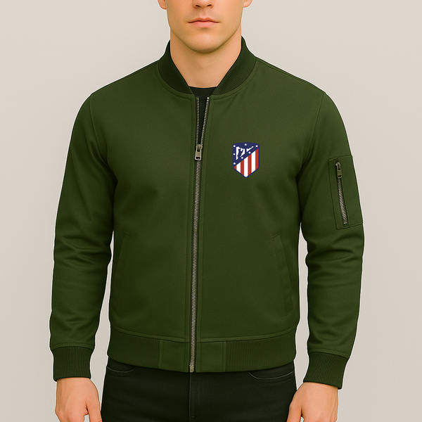 Men's Atletico Madrid FC Lightweight Bomber Jacket Windbreaker Softshell Varsity Jacket Coat