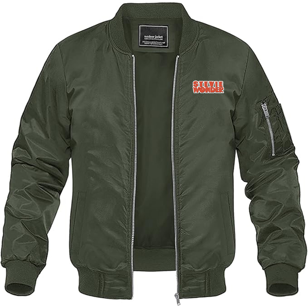 Men's Stevie-Wonder Lightweight Bomber Jacket Windbreaker Softshell Varsity Jacket Coat