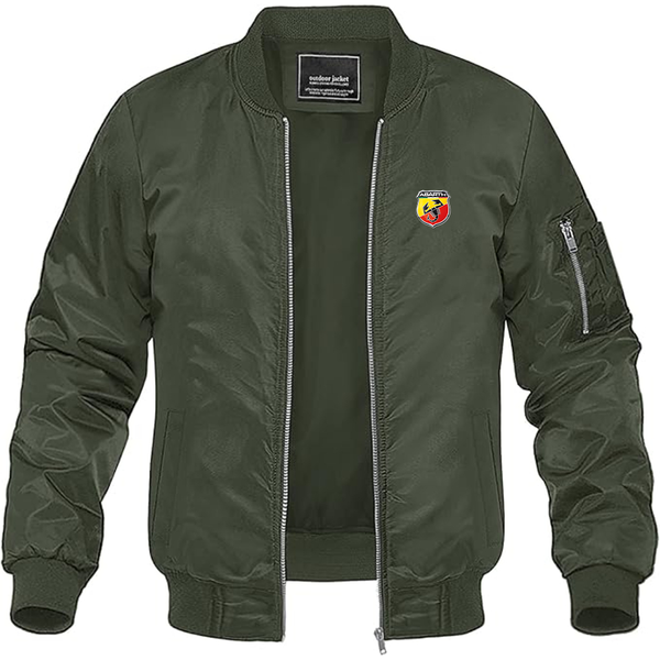 Men's Abarth Logo Lightweight Bomber Jacket Windbreaker Softshell Varsity Jacket Coat