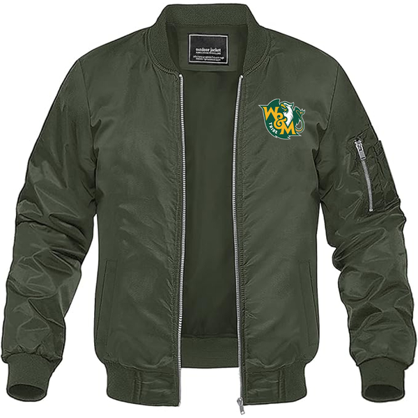Men's  William and Mary Tribe Lightweight Bomber Jacket Windbreaker Softshell Varsity Jacket Coat