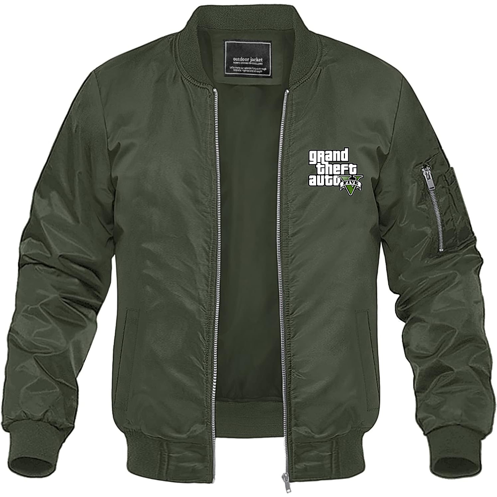 Men's GTA 5 Grand Theft Auto V Lightweight Bomber Jacket Windbreaker Softshell Varsity Jacket Coat Game