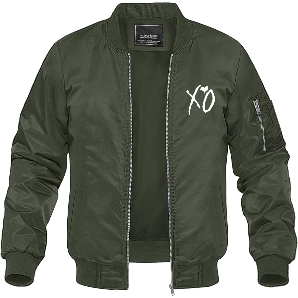Men’s The Weeknd XO Music Lightweight Bomber Jacket Windbreaker Softshell Varsity Jacket Coat