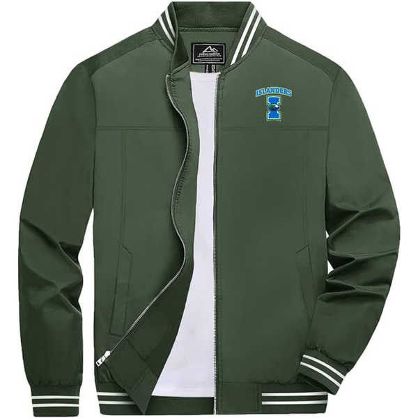 Men's Texas AM CC Islanders  Lightweight Zip-Up Bomber Jacket Ribbed Collar and Cuffs Outerwear