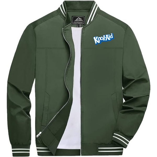 Men's kool-Aid Lightweight Zip-Up Bomber Jacket Ribbed Collar and Cuffs Outerwear