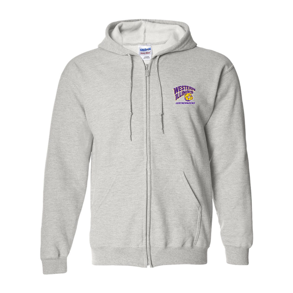 Men's Western Illinois Leathernecks Gildan  Heavy Blend Full Zip Hooded Sweatshirt