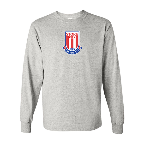 Men's Stoke City Soccer  Gildan Heavy Cotton Long Sleeve T-Shirt