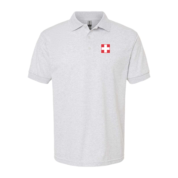 Men's Switzerland National Football Soccer Team Gildan Dry Blend Jersey Polo
