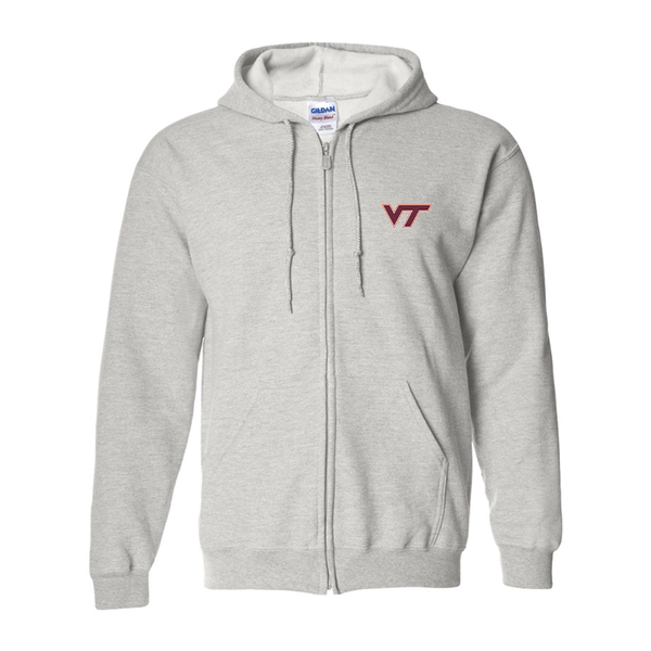 Men's Virginia Tech Hokies Gildan  Heavy Blend Full Zip Hooded Sweatshir