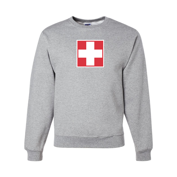 Men's Switzerland National Football Soccer Team   JERZEES NuBlend Crewneck Sweatshirt