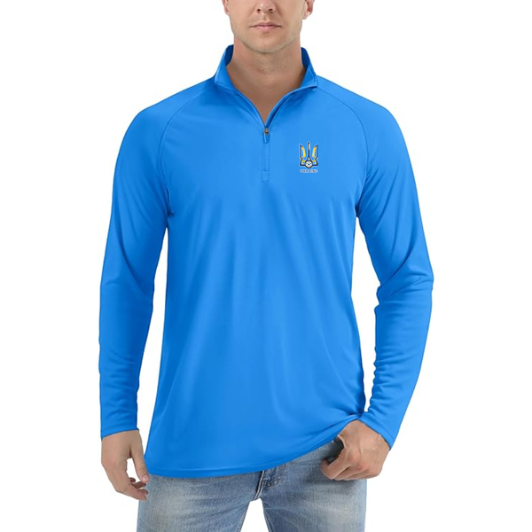 Men's Ukraine National Football Soccer Team  Lightweight Quarter-Zip Athletic Shirt Long Sleeve Performance