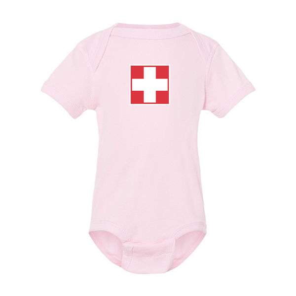 Switzerland National Football Soccer Team Rabbit Skins Infant Baby Rib Bodysuit