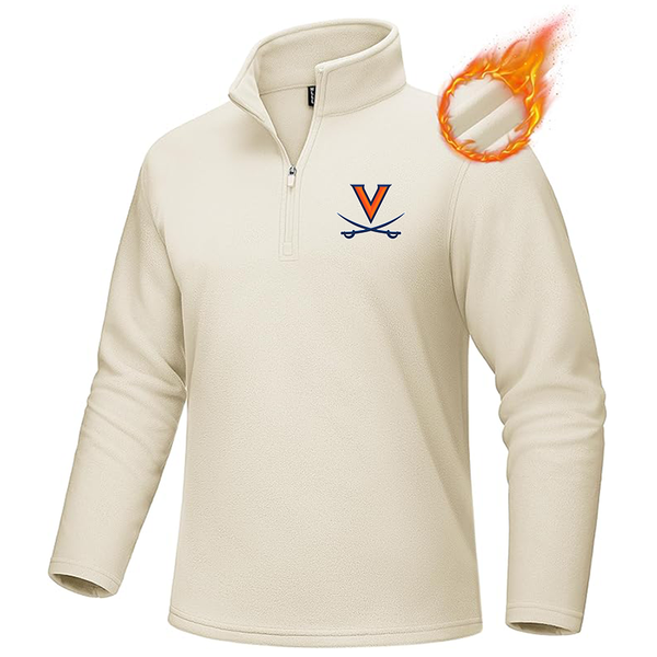 Men's Virginia Cavaliers  MAGCOMSEN Men_s Quarter-Zip Pullover Polar Fleece Sweatshirt Stand Collar Long Sleeve Shirt for Men Thermal Winter Fall