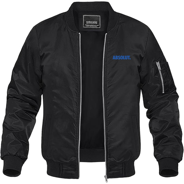 Men's Absolut Logo Lightweight Bomber Jacket Windbreaker Softshell Varsity Jacket Coat