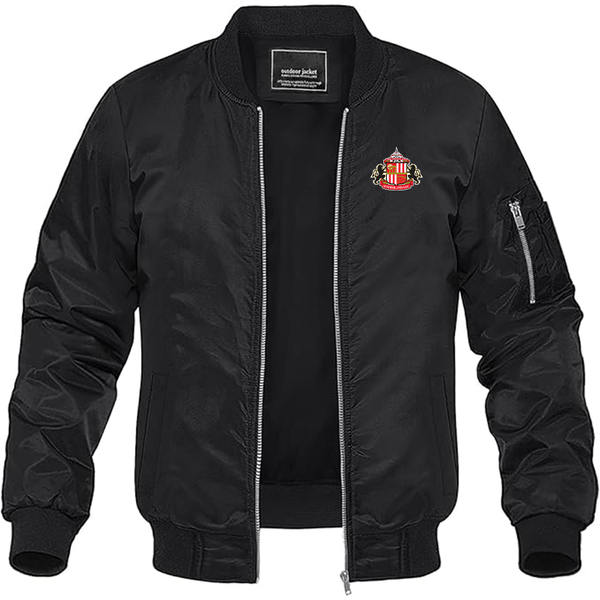 Men's  Sunderland AFC Soccer  Lightweight  Bomber Jacket Windbreaker Softshell Varsity Jacket Coat