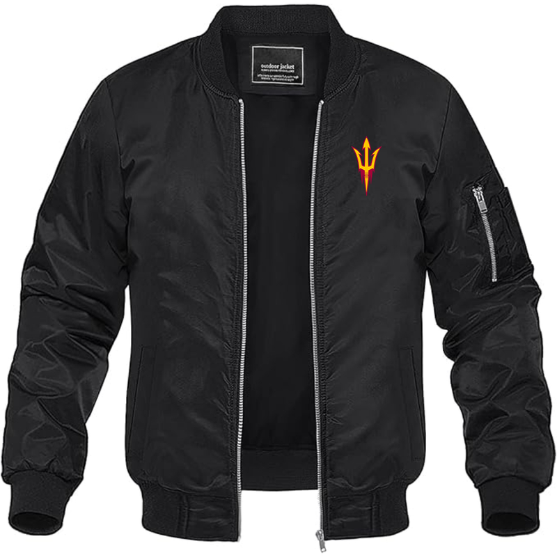 Men's  Arizona State Sun Devils Lightweight Bomber Jacket Windbreaker Softshell Varsity Jacket Coat