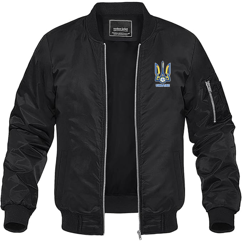 Men's Ukraine National Football Soccer Team Lightweight Bomber Jacket Windbreaker Softshell Varsity Jacket Coat