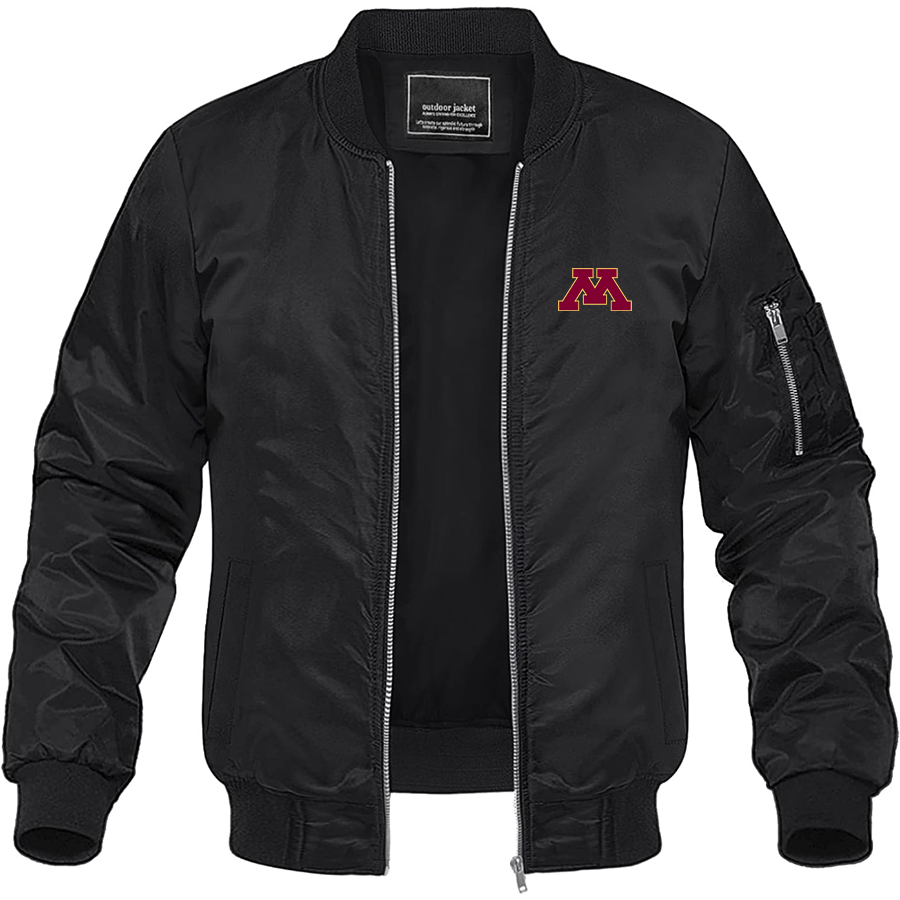 Men's Minnesota Golden Gophers Logo Lightweight Bomber Jacket Windbreaker Softshell Varsity Jacket Coat