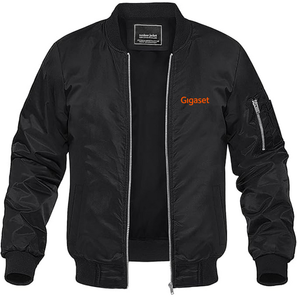Men's Gigaset Logo Lightweight Bomber Jacket Windbreaker Softshell Varsity Jacket Coat