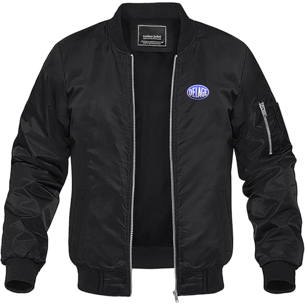Men's Delage Logo Lightweight Bomber Jacket Windbreaker Softshell Varsity Jacket Coat