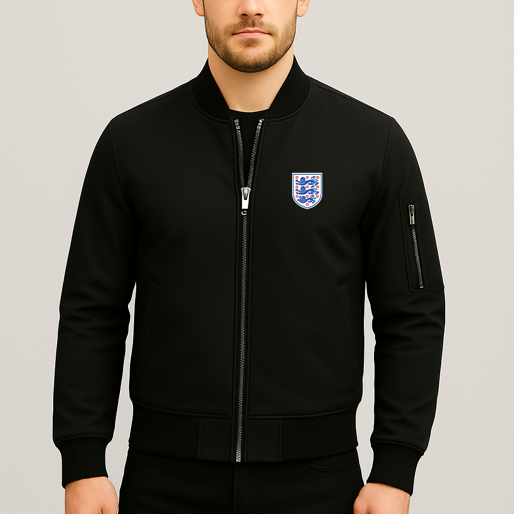 Men's England National Football Team Lightweight Bomber Jacket Windbreaker Softshell Varsity Jacket Coat