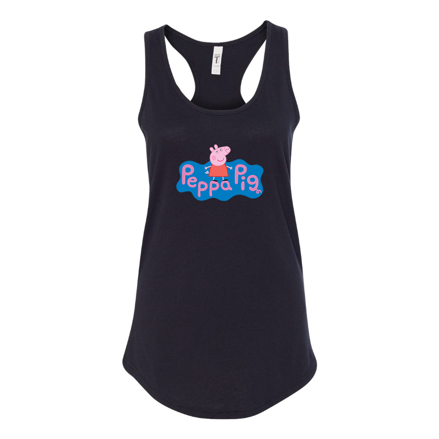 Women's Pegga Pig Cartoon Racerback Tank Top