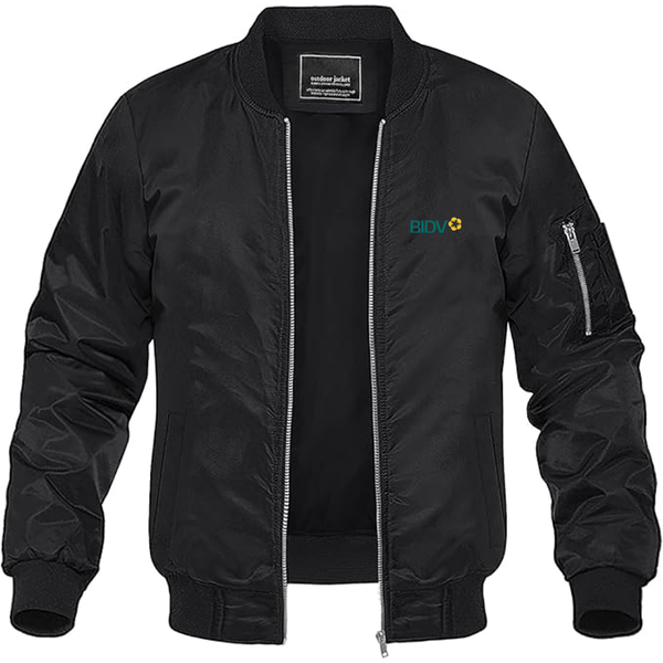 Men's BIDV Logo Lightweight Bomber Jacket Windbreaker Softshell Varsity Jacket Coat