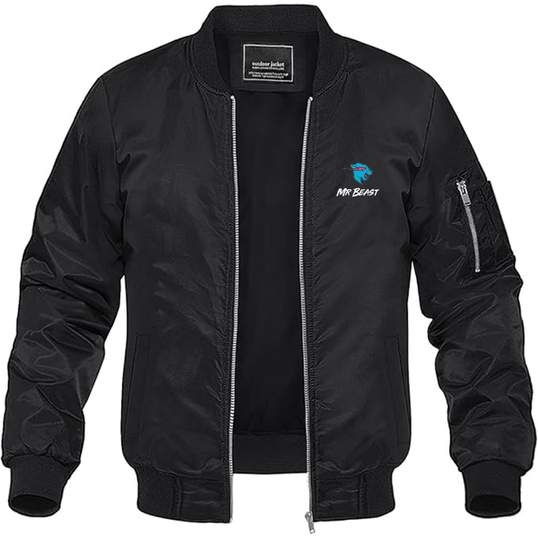 Men's Mr Beast Logo  Lightweight Bomber Jacket Windbreaker Softshell Varsity Jacket Coat