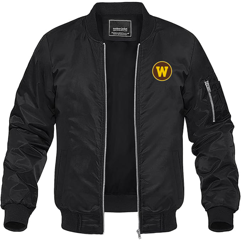 Men's  Western Michigan Broncos  Lightweight Bomber Jacket Windbreaker Softshell Varsity Jacket Coat