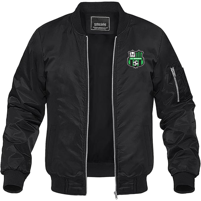Men's U.S. Sassuolo Soccer Lightweight Bomber Jacket Windbreaker Softshell Varsity Jacket Coat