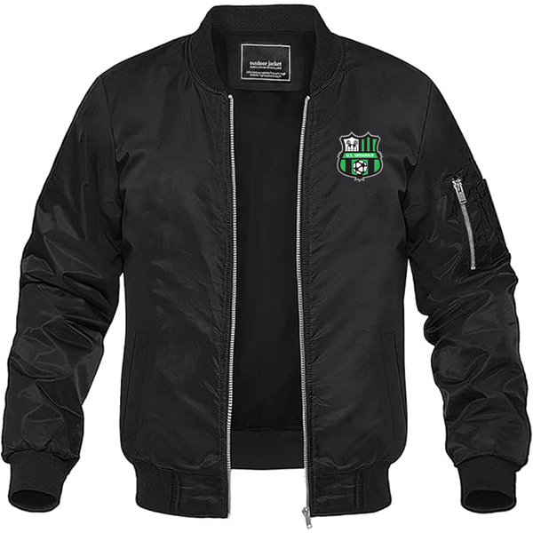 Men's U.S. Sassuolo Soccer Lightweight Bomber Jacket Windbreaker Softshell Varsity Jacket Coat