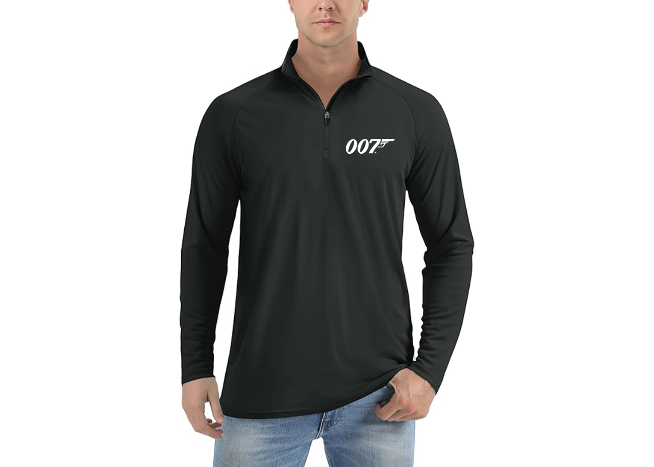 007 James Bond Movie - Lightweight Quarter-Zip Athletic Shirt – Long Sleeve Polyester Wear