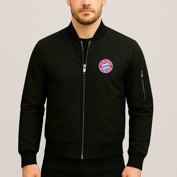 Men's F.C. Bayern Munchen Soccer Lightweight Bomber Jacket Windbreaker Softshell Varsity Jacket Coat