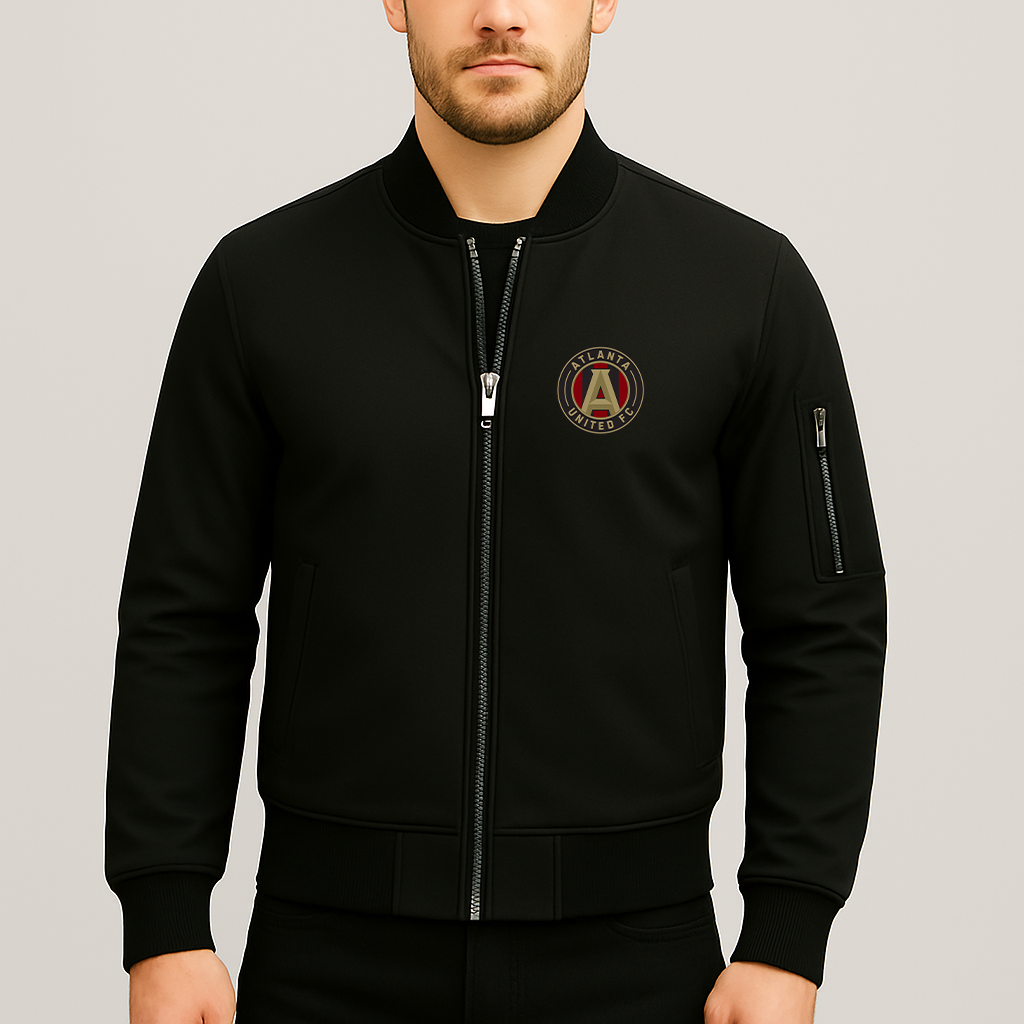 Men's Atlanta United FC Lightweight Bomber Jacket Windbreaker Softshell Varsity Jacket Coat