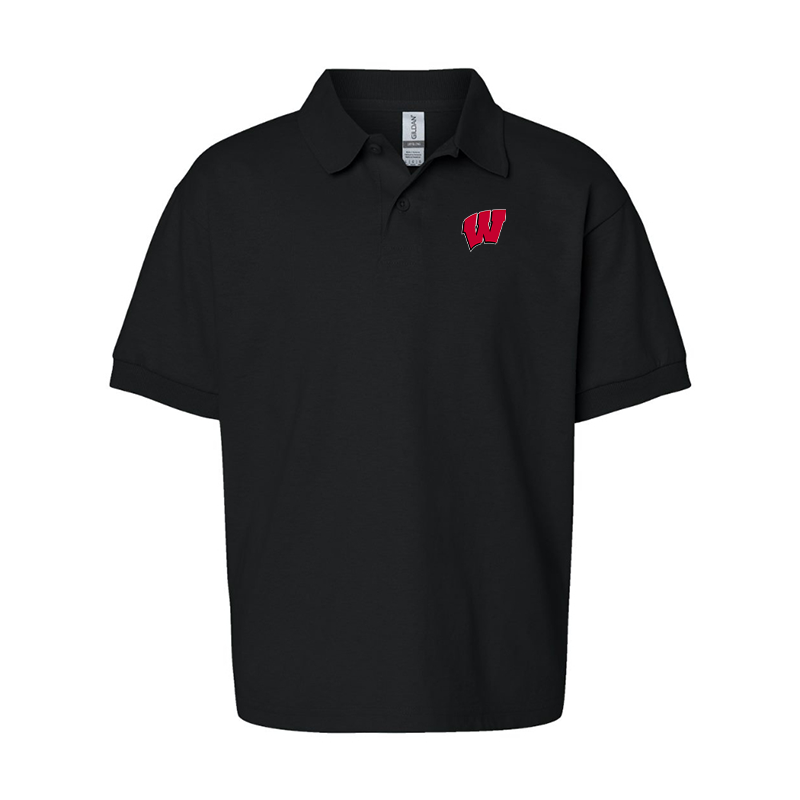 Youth  Wisconsin Badgers Gildan Dry Blend Jersey Polo