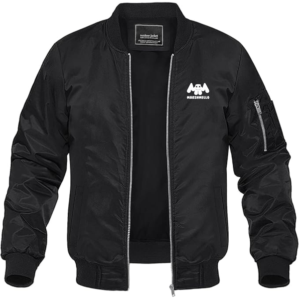 Men's Marshmello Logo Lightweight Bomber Jacket Windbreaker Softshell Varsity Jacket Coat