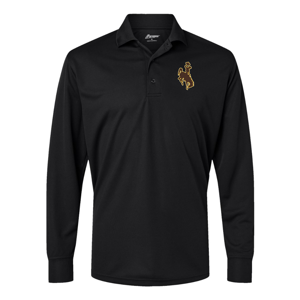 Men's  Wyoming Cowboys Art  Paragon Prescott Long Sleeve Polo