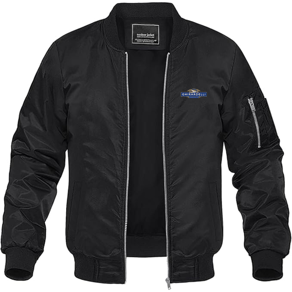 Men's Ghirardell Logo Lightweight Bomber Jacket Windbreaker Softshell Varsity Jacket Coat