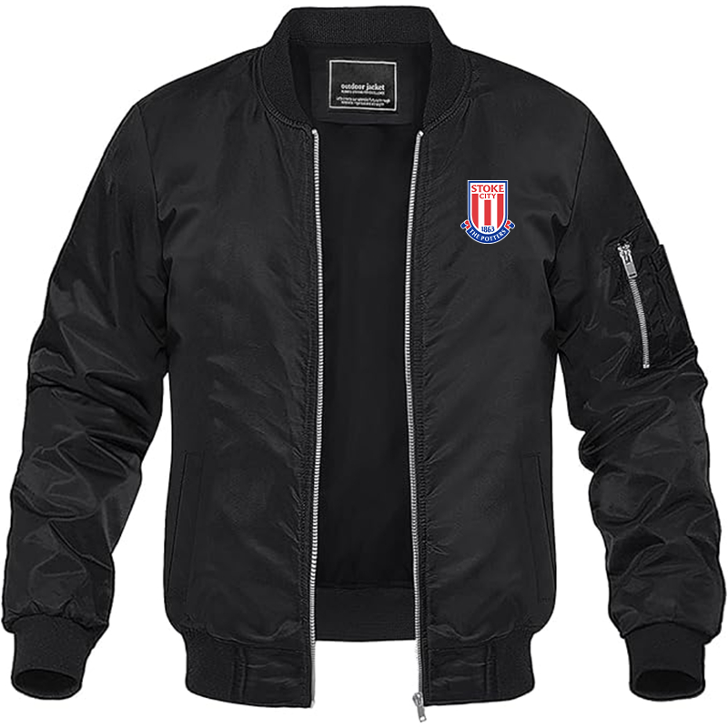 Men's Stoke City Soccer  Lightweight  Bomber Jacket Windbreaker Softshell Varsity Jacket Coat