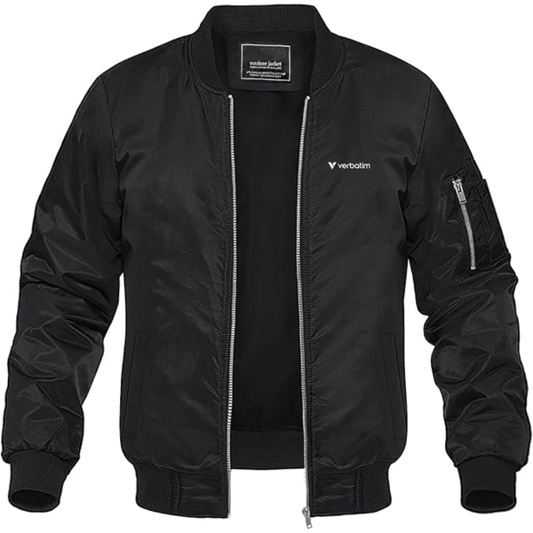 Men's Verbatim Logo Lightweight Bomber Jacket Windbreaker Softshell Varsity Jacket Coat