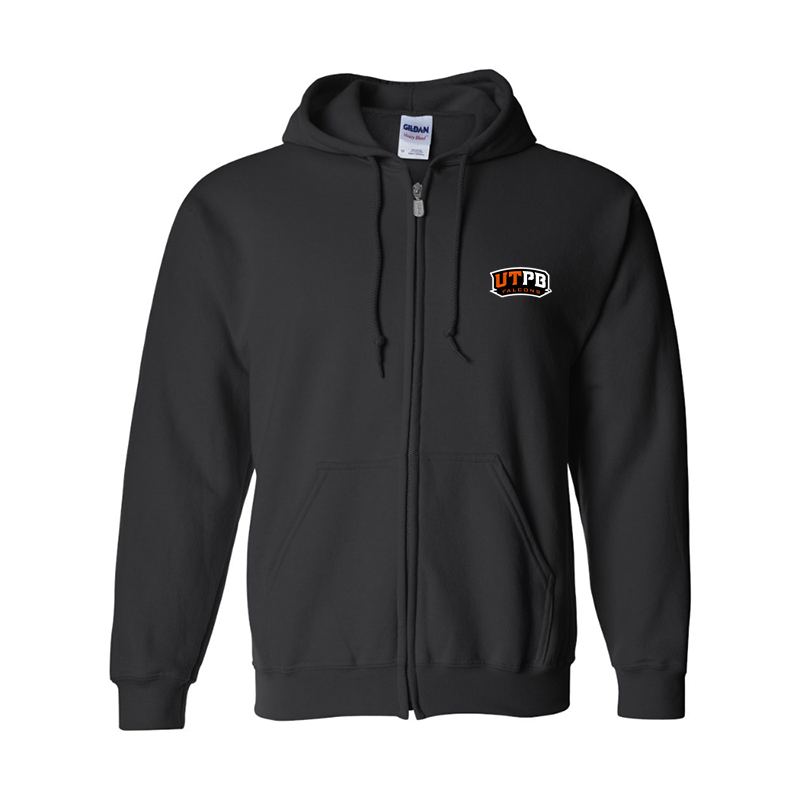 Men's UTPB Falcons Gildan  Heavy Blend Full Zip Hooded Sweatshirt