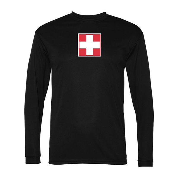 Men's Switzerland National Football Soccer Team  Performance Long Sleeve T-Shirt