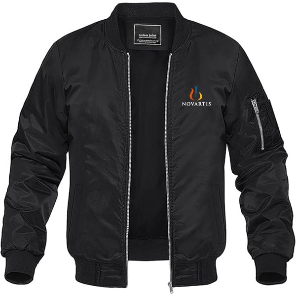 Men's Novartis Logo  Lightweight Bomber Jacket Windbreaker Softshell Varsity Jacket Coat