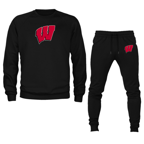 Men's  Wisconsin Badgers  Crewneck Sweatshirt Joggers Suit