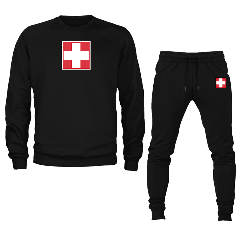 Men's Switzerland National Football Soccer Team  Crewneck Sweatshirt Joggers Suit