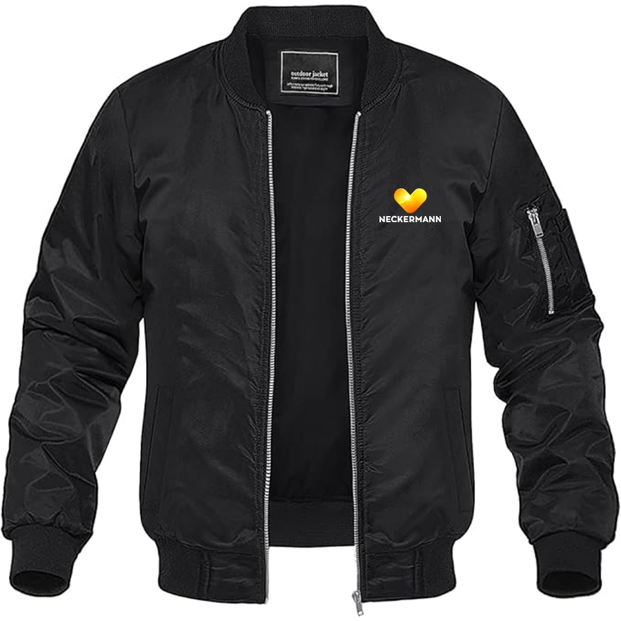 Men's Neckermann Logo  Lightweight Bomber Jacket Windbreaker Softshell Varsity Jacket Coat