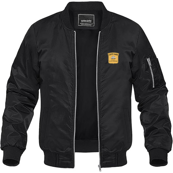 Men's Cutty Sark Logo Lightweight Bomber Jacket Windbreaker Softshell Varsity Jacket Coat